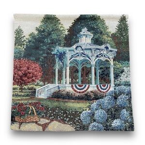 Longaberger Gazebo Tapestry Wall Hanging 27x27 Patriotic Americana USA